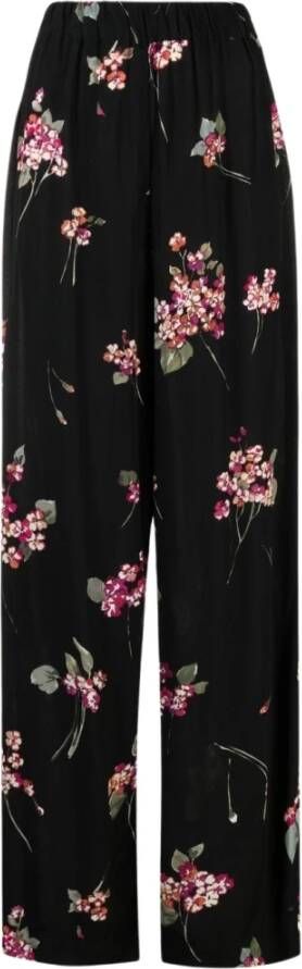 Twinset Florale broek met hoge taille en wijde pasvorm Black Dames