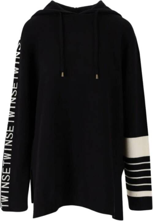 Twinset Viscose Stretch New Fit Logo Sweatshirt Black Dames