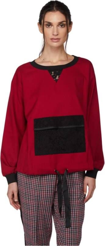 Twinset Rode Sweatshirt met Maxi Voorzak Red Dames