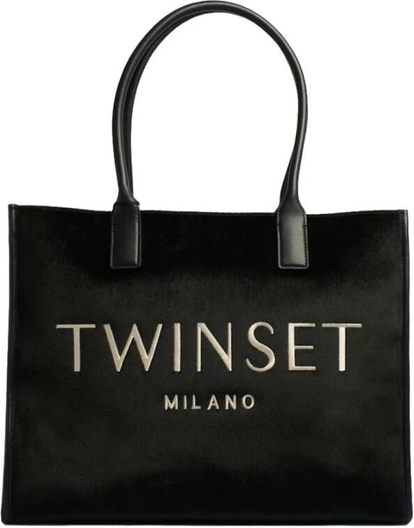Twinset Elegante Zwarte Witte Twin-Set Handtas Black Dames