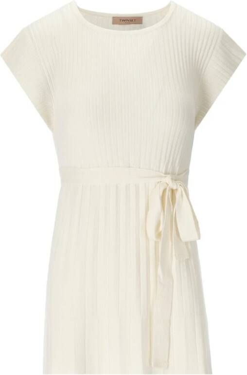Twinset Off-white geplooide blouse met riem Beige Dames