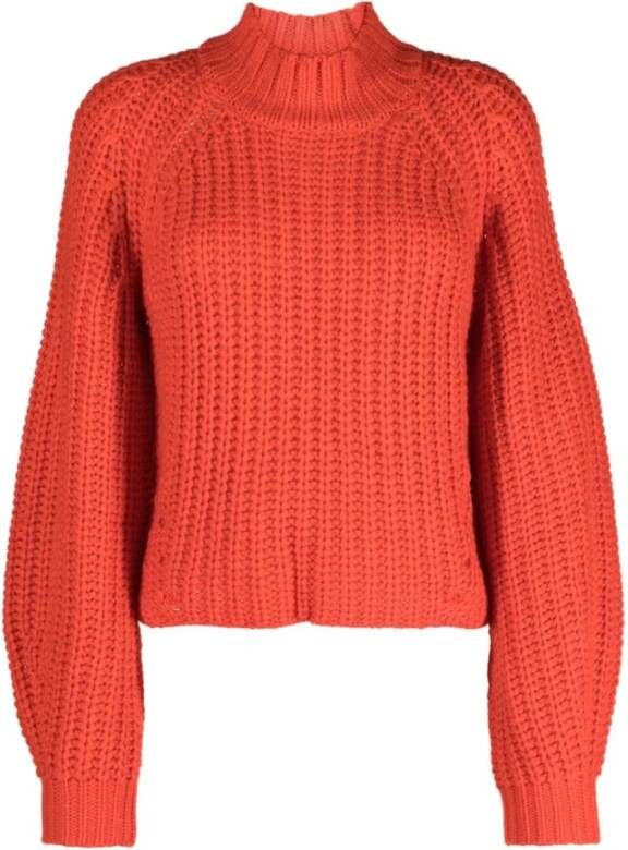 Twinset Gebreide Maxi Mock-Neck Coltrui Orange Dames