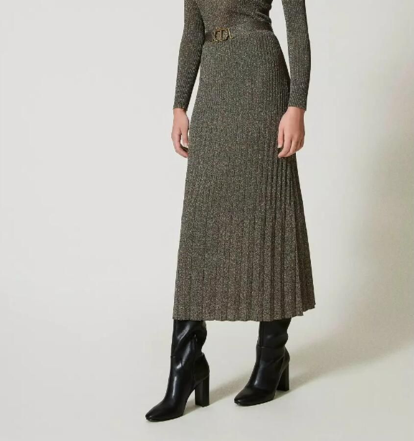 Twinset Beige Midi Rok met Geribbeld Vakmanschap Beige Dames - Foto 4