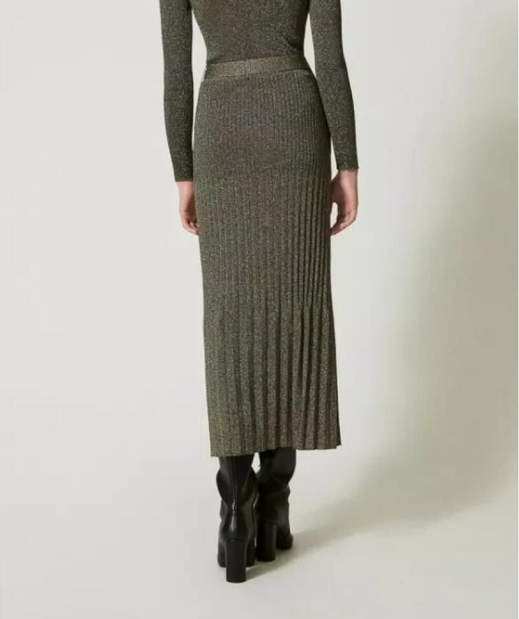 Twinset Beige Midi Rok met Geribbeld Vakmanschap Beige Dames - Foto 5