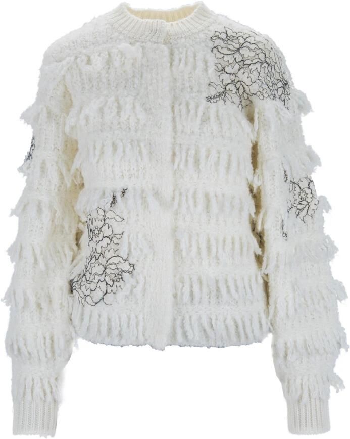 Twinset Gebreid jasje met franjes en kant Art. 232Tp3130 Beige Dames - Foto 7