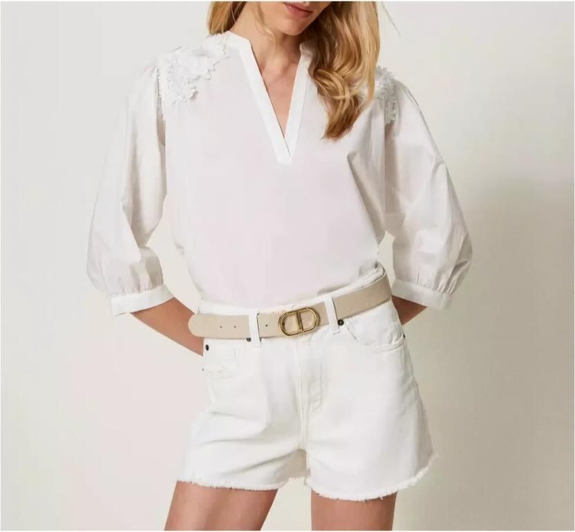 Twinset Witte Geweven Blouse Elegante Stijl White Dames - Foto 4