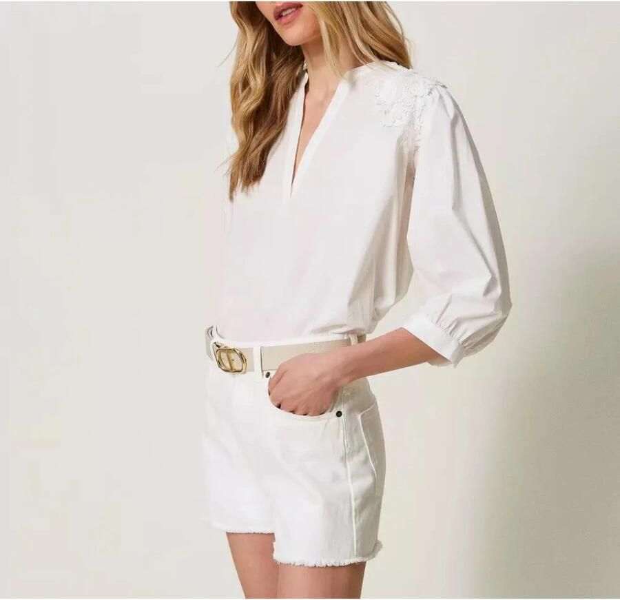 Twinset Witte Geweven Blouse Elegante Stijl White Dames - Foto 1