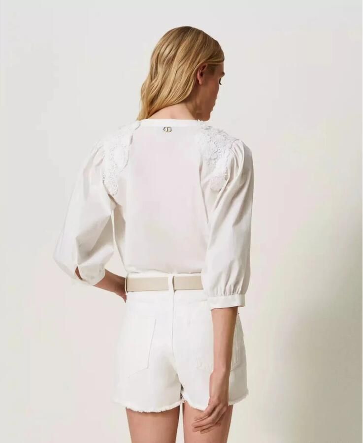 Twinset Witte Geweven Blouse Elegante Stijl White Dames - Foto 3