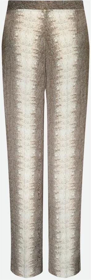 Twinset Broek met hagedisprint en juweelknopen Beige Dames - Foto 2
