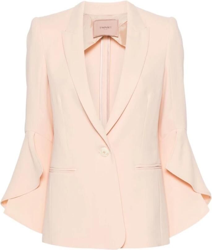 Twinset Roze Elegant Flounce-Sleeve Crepe Blazer Pink Dames - Foto 5