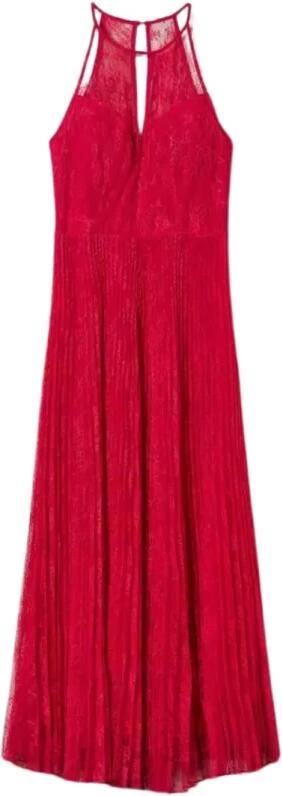 Twinset Fuchsia Kant Georgette Jurk Pink Dames - Foto 7