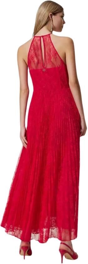 Twinset Fuchsia Kant Georgette Jurk Pink Dames - Foto 6