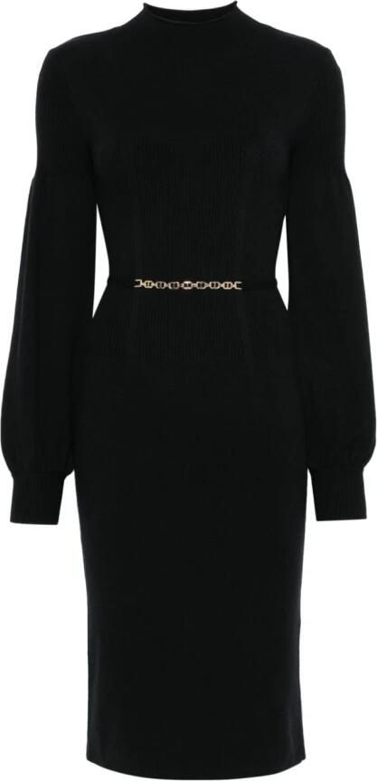 Twinset Casual jurk met gemengde stofcompositie Black Dames - Foto 7