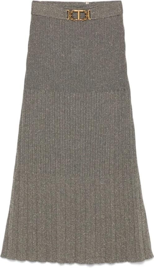 Twinset Beige Midi Rok met Geribbeld Vakmanschap Beige Dames - Foto 8