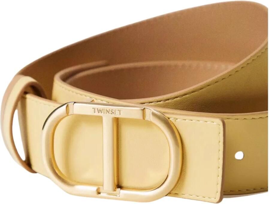 Twinset Omkeerbare lage taille leren riem Beige Dames - Foto 2