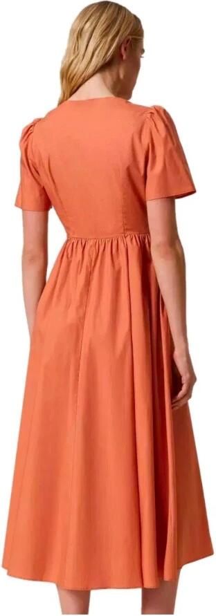 Twinset Oranje Midi Jurk met V-Hals Orange Dames - Foto 4