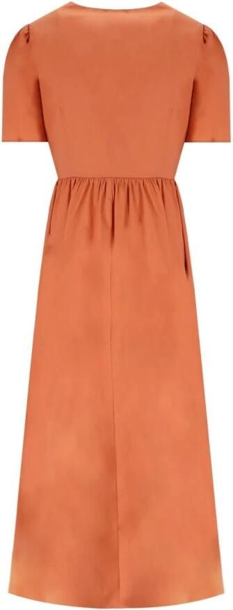 Twinset Oranje Midi Jurk met V-Hals Orange Dames - Foto 3