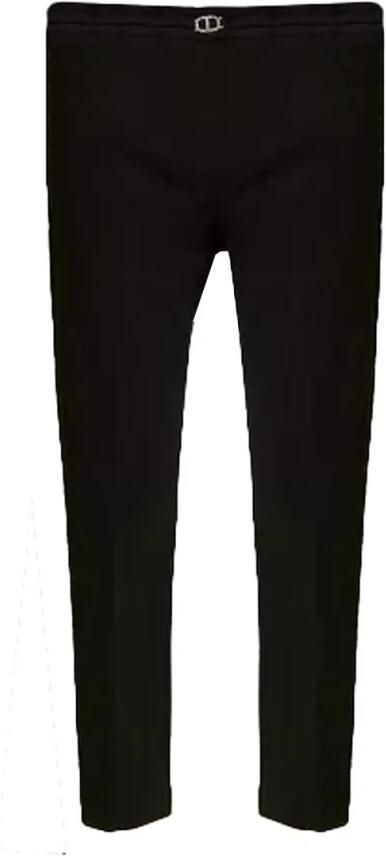 Twinset Zwarte elastische broek met gouden taillelogo Black Dames - Foto 10
