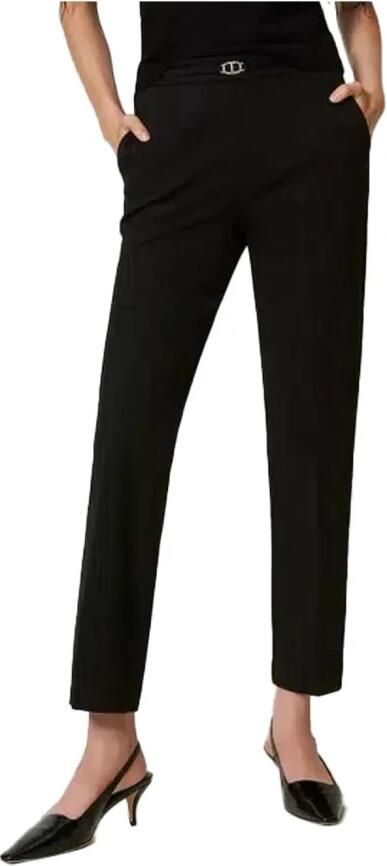 Twinset Zwarte elastische broek met gouden taillelogo Black Dames - Foto 9