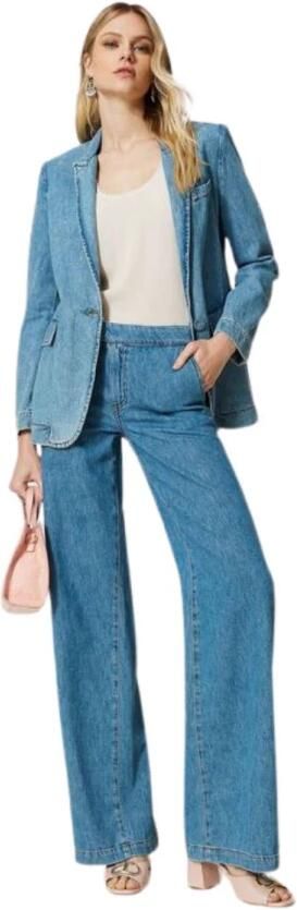 Twinset Wijde Spijkerbroek in Mediumblauw Blauw Dames - Foto 3