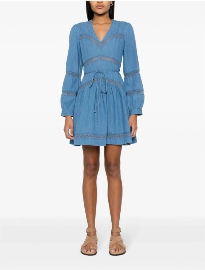 Twinset Non-stretch jurk met denim look Lynn blauw - Foto 3