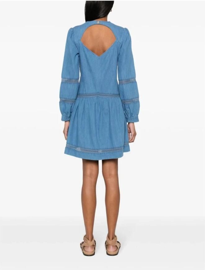 Twinset Non-stretch jurk met denim look Lynn blauw - Foto 4