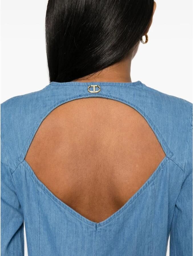 Twinset Non-stretch jurk met denim look Lynn blauw - Foto 2