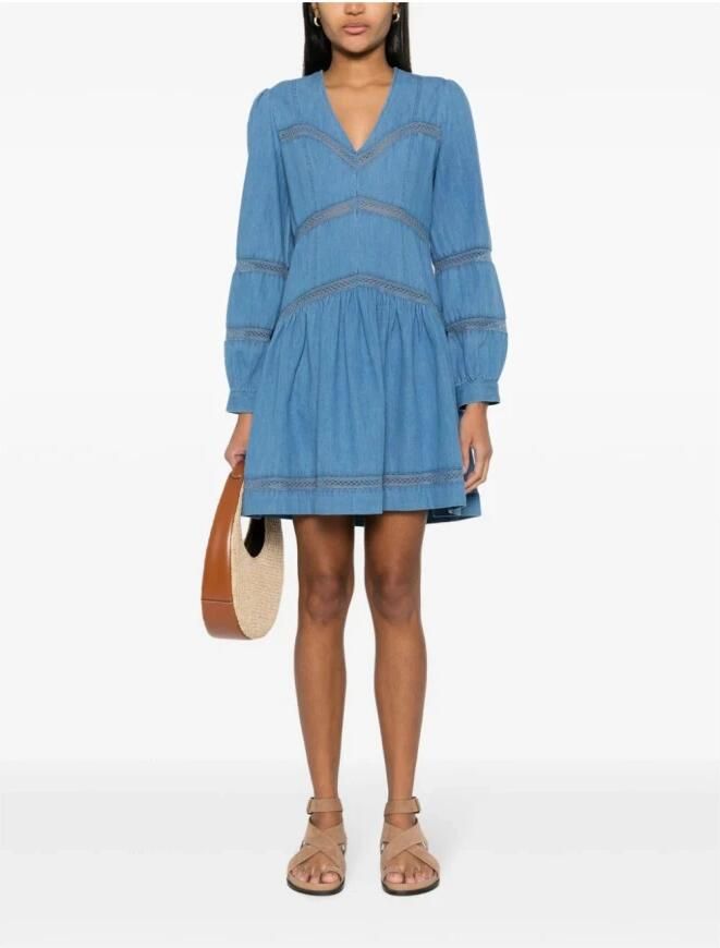 Twinset Non-stretch jurk met denim look Lynn blauw - Foto 5