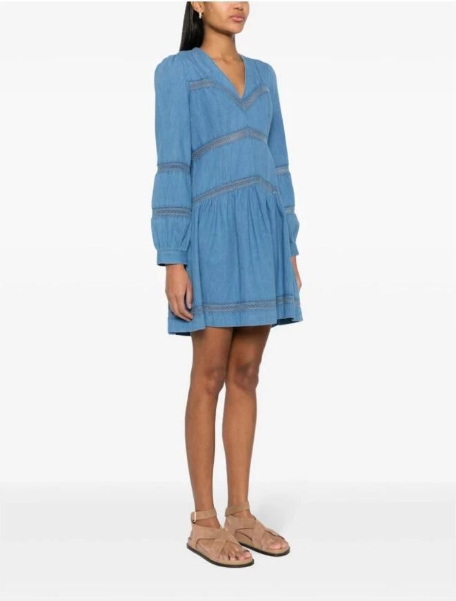 Twinset Non-stretch jurk met denim look Lynn blauw - Foto 6