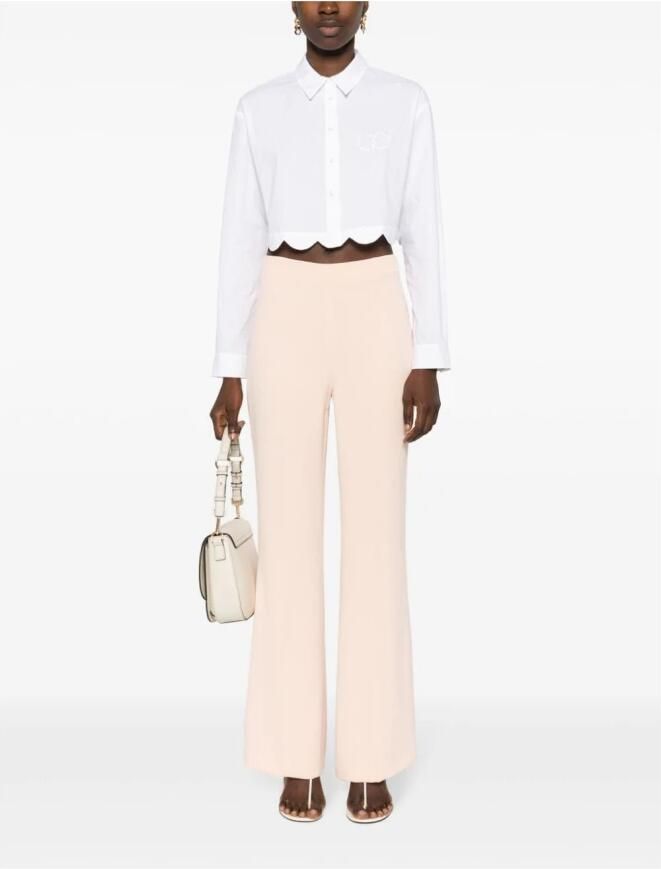 Twinset Hoge Taille Roze Broek Wijde Pijpen Pink Dames - Foto 3