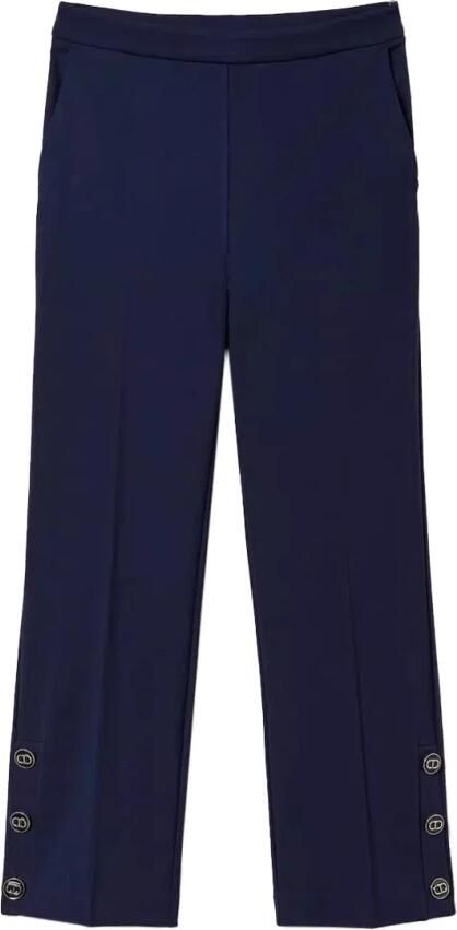 Twinset Viscose Cropped Broek met Metalen Knopen Blue Dames