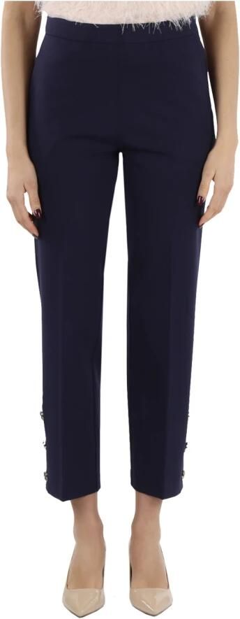 Twinset Viscose Cropped Broek met Metalen Knopen Blue Dames - Foto 3