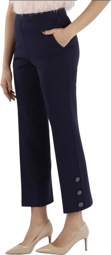Twinset Viscose Cropped Broek met Metalen Knopen Blue Dames - Foto 2