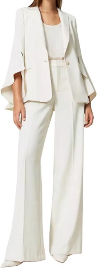 Twinset Wijde Pijp Viscose Broek White Dames - Foto 2