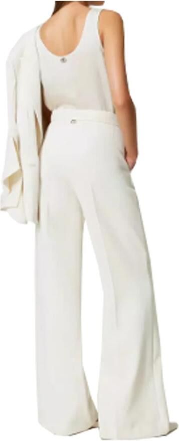 Twinset Wijde Pijp Viscose Broek White Dames - Foto 1