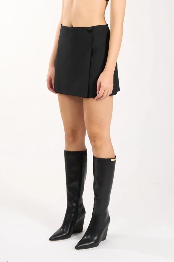 Twinset Zwarte Twill Shorts met Gouden Logo Black Dames - Foto 5