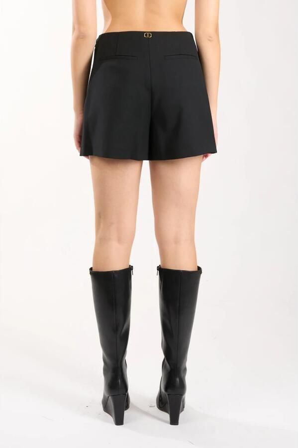 Twinset Zwarte Twill Shorts met Gouden Logo Black Dames - Foto 6