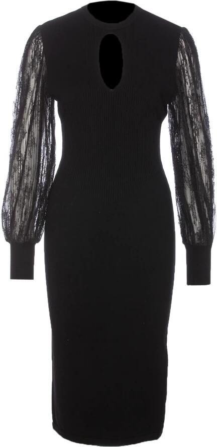 Twinset Elegante Zwarte Midi Jurk Black Dames - Foto 9