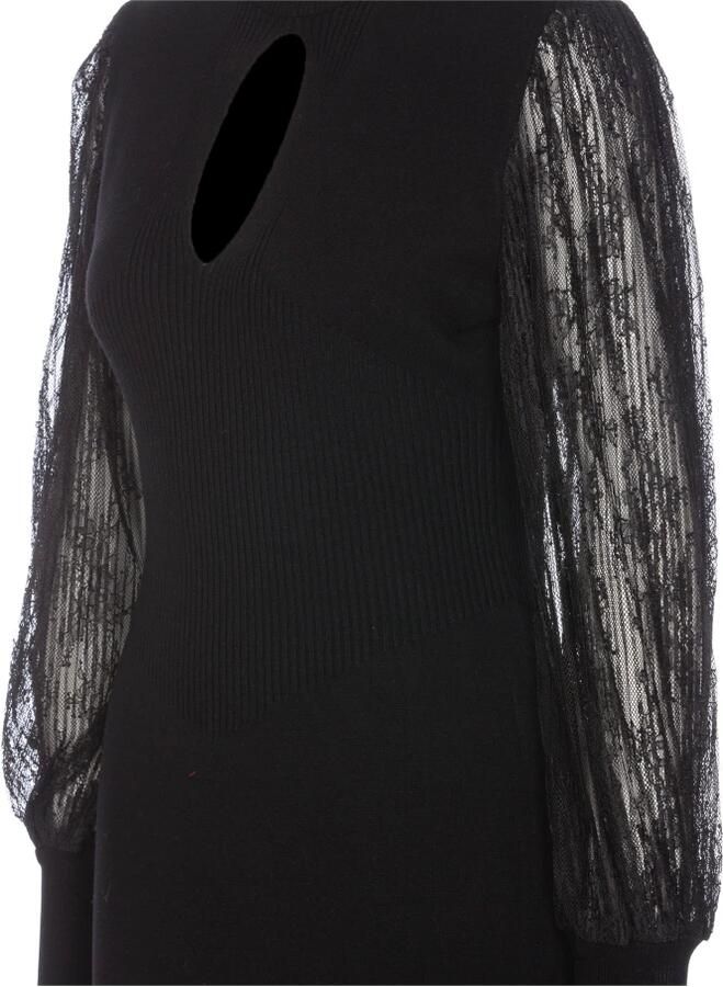 Twinset Elegante Zwarte Midi Jurk Black Dames - Foto 6