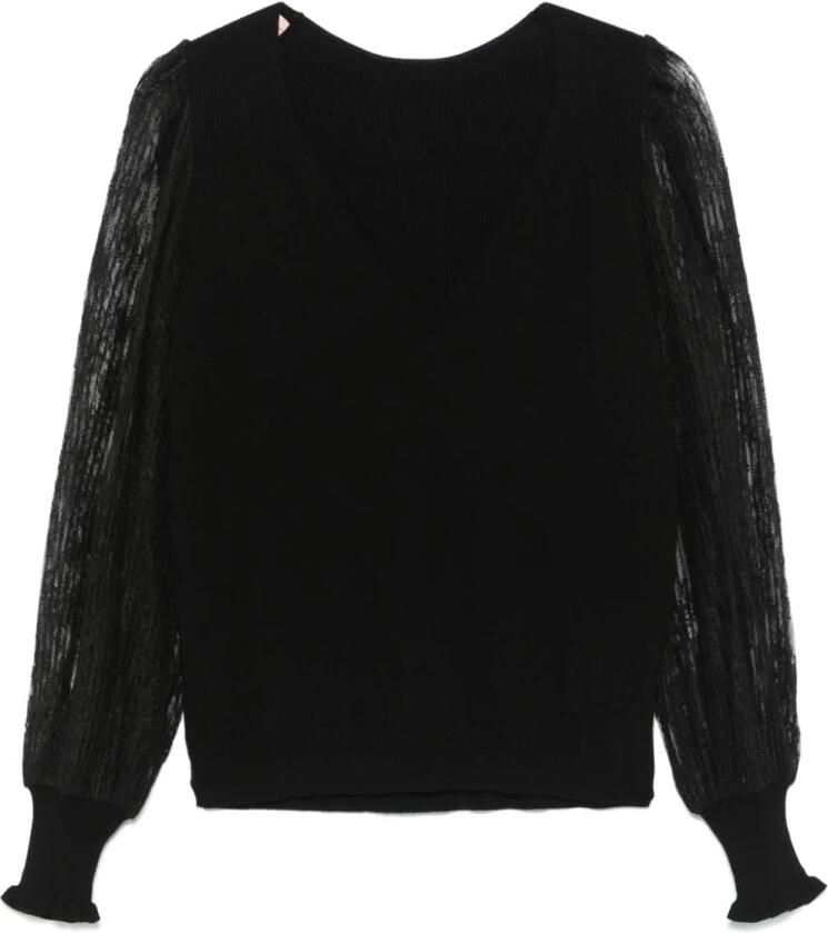 Twinset Omkeerbare Trui Zwart Kantmouwen Black Dames - Foto 9