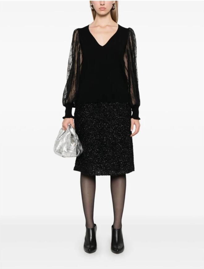 Twinset Omkeerbare Trui Zwart Kantmouwen Black Dames - Foto 8