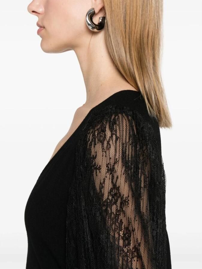 Twinset Omkeerbare Trui Zwart Kantmouwen Black Dames - Foto 7