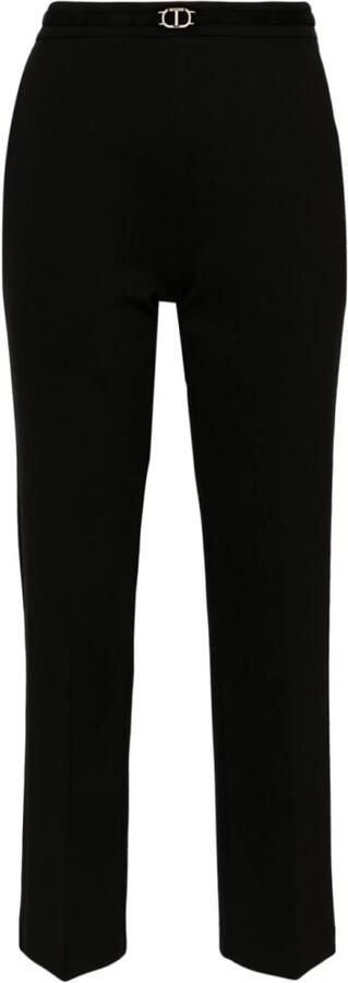 Twinset Zwarte elastische broek met gouden taillelogo Black Dames - Foto 12
