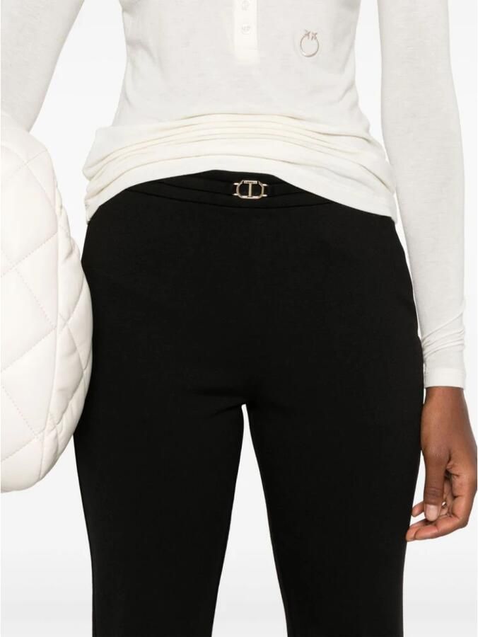 Twinset Zwarte elastische broek met gouden taillelogo Black Dames - Foto 4