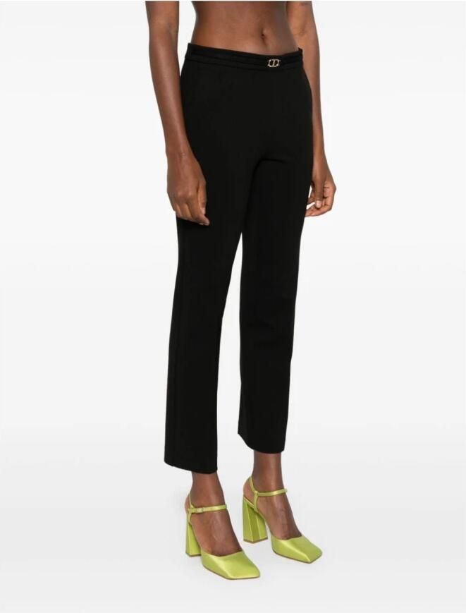 Twinset Zwarte elastische broek met gouden taillelogo Black Dames - Foto 7