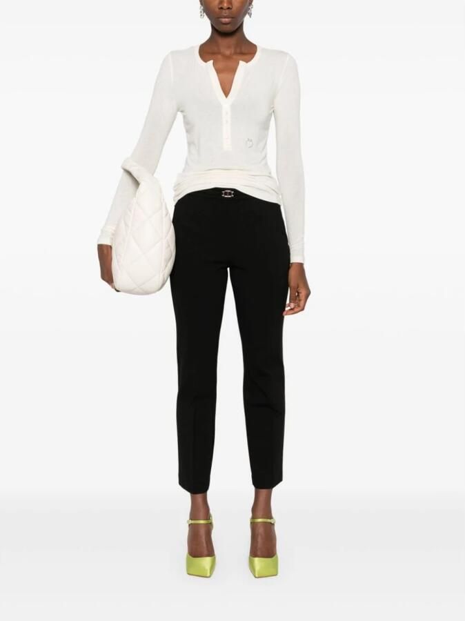Twinset Zwarte elastische broek met gouden taillelogo Black Dames - Foto 5