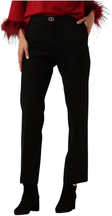 Twinset Zwarte elastische broek met gouden taillelogo Black Dames - Foto 14