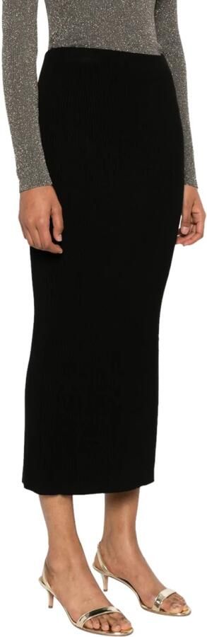 Twinset Zwarte Geribbelde Gebreide Midirok Black Dames - Foto 7