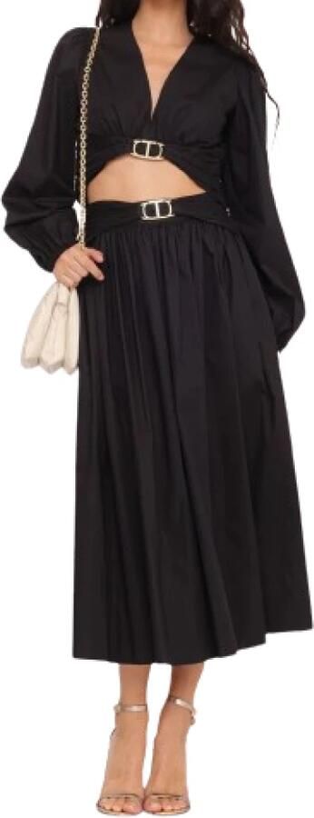 Twinset Zwarte katoenen stretch gerimpelde rok Black Dames - Foto 2