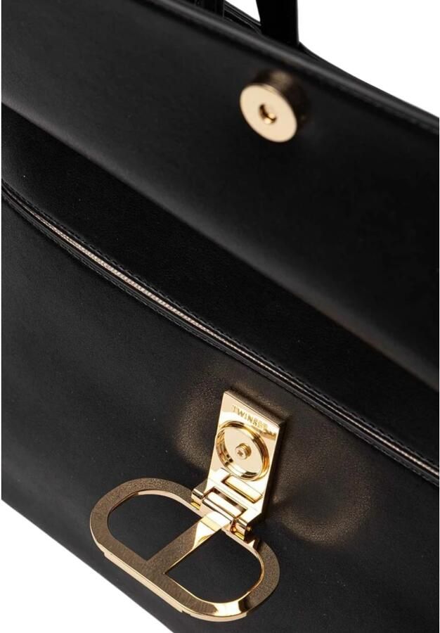 Twin-Set Shoppers & Totes Structured Black Tote Bag With Gold-Tone Clasp in zwart - Foto 2
